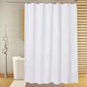 EurCross Extra Long Fabric Shower Curtain Liner 96 inch Length, High Grade Water Repellent Machine Washable Medium Weight White Bathroom Shower Curtain 72 Wide by 96 inches Long