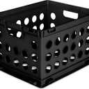 Sterilite File Crate, Stackable Plastic Storage Bin with Handles, Organize Files at Home, Garage, Office, School, Black, 6-Pack