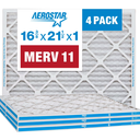 Aerostar 16 3/8 x 21 1/2 x 1 MERV 11 Pleated Air Filter, AC Furnace Air Filter, 4 Pack