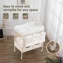 Baby Changing Table, Versatile Portable Folding Changing Table, Waterproof Diaper Changing Station with Waste Basket, Adjustable Height with 2 Drawers, Baby Changing Station, Beige
