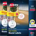 Avery High Visibility Printable Round Labels with Sure Feed, 2.5" Diameter, White, Laser Printer, 300 per Pack, 2 Packs, 600 Customizable Blank Labels Total (45294)
