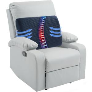 HOMBYS Lumbar Support Pillow for Recliner Chair, Memory Foam Back Support Cushion for Elderly,Extra Large Lumbar Support Pillow,Thick Backrest for Home Reading (Navy Blue, 20x13.5"x5")