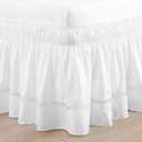 RIMELA White Bed Skirt Twin Size 18 Inch Drop, Elastic Bed Skirting for Bed Base and Frame, Bedding Dust Ruffle Easy to Install, Lightweight Wrap Around Adjustable Bedskirt