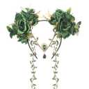 MOSTORY Green Fairy Flower Headpiece - Elf Crown with Butterfly for Woodland Fairy Costume, Forest Floral Headband for Renaissance Accessories Women Renfaire Halloween Fantasy Cosplay