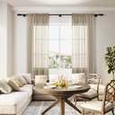 Guken Camel Sheer Curtains 63 Inch Length 2 Panels Sets for Living Room Bedroom 52 Inch Width Farmhouse Boho Drapes Light Filtering Pom Pom Curtains Tufted Semi Sheer Rod Pocket,W38xL63