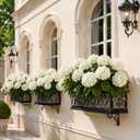 8Pcs White Hydrangea Artificial Flowers for Outdoor Planters