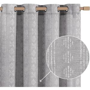 jinchan Boho Curtains for Living Room Farmhouse Grey Curtains 63 Inch Length for Bedroom Grommet Semi Sheer Drapes Geometric Striped Printed Mudcloth Light Filtering 2 Panels Set (50"W x 63"L (Pack of 2))