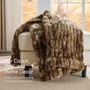 Faux Fur Throw Blanket Double Sided Stretch Ruched Faux Fur Brown Throw Blanket Soft Cozy Fluffy Luxurious Blankets for Couch Bed Sofa Chair Home Decor Gifts for Women Men (50"x60")