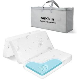 Pack and Play Mattress Pad, 38" x 26" Dual Sided Tri-fold Baby Mattress for Pack N Play, Portable Memory Foam Travel Foldable Crib Mattresses with Breathable Jacquard Cover
