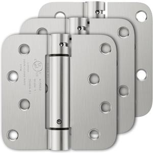 Luxbaro 3 Pack Self Closing Door Hinges, 4 Inch Spring Loaded Door Hinges, Adjustable Tension for Garage, Front Door, Back Door, for Left and Right Hand Door, 5/8'' Radius Corners, UL Listed