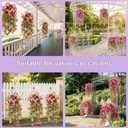 CCILAND 2 PCS Artificial Hanging Flowers for Outdoors, Fake Flower Plants UV Resistant Faux Hanging Spring Flowers for Home Porch Garden Patio Yard (Double Pink)