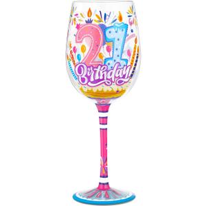 NymphFable Hand-painted Wine Glass 21st Birthday Gift Personalised Artisan Glasses Gifts for Family Friend 15oz