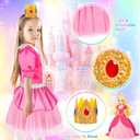 Princess Dress Up, Dress Up Clothes for Girls 3-6, Cosplay Princess Costume Gift Set with Princess Dresses and Princess Toys, Pretend Play Toddler Girl Toys, Halloween Christmas Birthday Gift