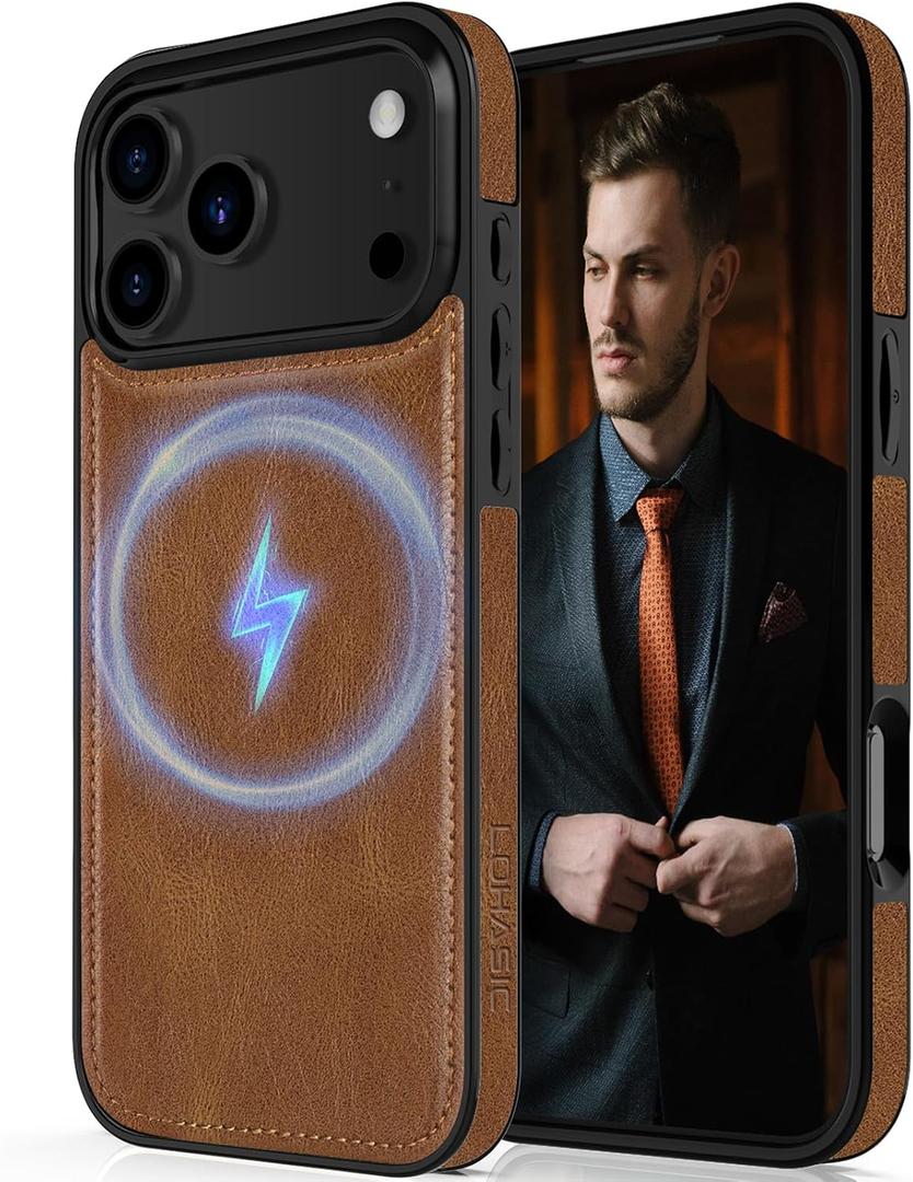 LOHASIC for iPhone 17 Pro Max Case, Compatible with MagSafe Premium PU Leather Strong Magnetic Classic Style Soft Back Cover Protective Cases 6.9 inch 2025, Brown