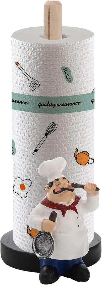 Suwimut Chef Style Paper Towel Holder, Resin Crafts Display Chef Figurines Creative Roll Paper Stand for Countertop Kitchen Cafe Restaurant Dessert Shop Cake Shop Decoration