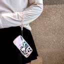 for iPhone 15 Pro Max Case, [Cute White Cat Pattern][Shiny Mirror Case][2-in-1 Bead Wrist Strap], Soft TPU Frame, Shockproof and Drop-Proof, Suitable for Women & Girls