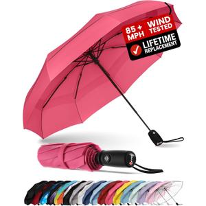 REPEL Windproof Travel Umbrella - Compact & Withstands Winds up to 85MPH , Strongest Premium Auto Folding Umbrella for Rain and Sun - Durable, Light & Portable for Women & Men , Fits Backpack & Cars