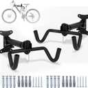 Foldable Bike Wall Mount 1-Pack, Space Saving Horizontal Bike Rack with Adjustable Hanger and EVA Covers, Includes Screws for Garage, Indoor, or Shed