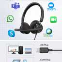 Wired Headphones with Microphone for PC, On-Ear Computer Laptop USB Headset with Noise Cancelling Microphone in-line Control for Home Office Online Class Skype Zoom, (3.5mm + USB)
