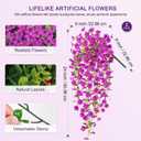 Artificial Fake Hanging Flowers Plants for Outdoor Spring Summer Decoration, UV Resistant Look Real for Home Outside Planter Porch Decor (Purple-2Pack)