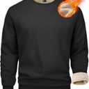 MAGCOMSEN Men's Sherpa Lined Sweatshirts Fleece Pullover Basic Tops Warm Crewneck Winter Sweatshirt (X-Large, Black)