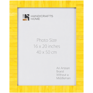 Handicrafts Home 16x20 Poster Frame - Yellow Bone Inlay Classic Collection Wall Mount Decorative Picture Frame for Posters, Photos, Diplomas, Certificates, Art Work - Handmade Vintage Home Decor Gift
