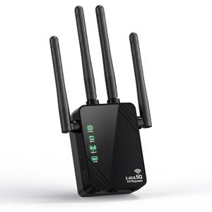 WiFi Extender Signal Booster for Home and Outdoor, Dual Band 1200Mbps Internet Extender WiFi Booster Up to 12888 Sq.ft Coverage and 105 Devices, WiFi Repeater with Ethernet Port, Easy Setup
