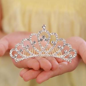 JWICOS Mini Princess Comb Silver Crystal Rhinestone Hair Accessory Comb Headband Decorations for Women and Girls
