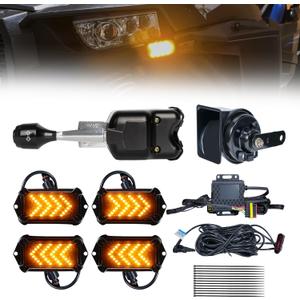 UTV Turn Signal Kit with 110dB Horn, Pre-Wired, Plug and Play UTV ATV Blinker with Lever Column Switch, Universal Street Legal Turn Signals Compatible with Polaris, Can-Am, Teryx, CFMOTO