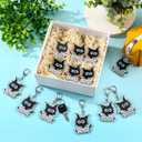 Ferreve 100 Pcs Funny Black Cat Keychains Employees Appreciation Gifts Bulk Its Fine Everythings Fine for Vet Cat Lovers Coworkers