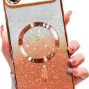 Misscase for iPhone 17 Air Case Compatible with MagSafe,Built-in Camera Lens Protector Full Protection Soft TPU Anti-Fingerprint Anti-Fingerprint Magnetic Glitter Slim Case Cover 6.6 inch, Orange