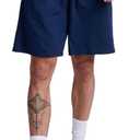 Russell Athletic Men's Relaxed Fit 9" Cotton Shorts with Pockets, Adjustable Elastic Waist, Sizes S-4X (Large, Navy)