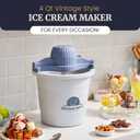 Elite Gourmet 4Qt Electric Ice Cream Maker EIM350 Delicious Homemade Ice Cream, Gelato, Sorbet, Frozen Yogurt, 4Qt Aluminum Freezing Cannister, Durable Plastic Ice Bucket, Powerful 50W, Periwinkle