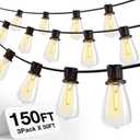addlon 150 FT (3x50FT) Outdoor String Lights, Waterproof Patio Lights ETL Listed with 45+3 Shatterproof Dimmable ST38 LED Bulbs, 2200K Connectable Outdoor Lighting for Backyard Bistro Garden