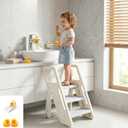Toddler Step Stool, Foldable 3 Step Stool for Toddlers with Handles