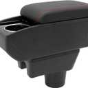 For Mitsubishi Mirage 2014-2024 Car Armrest Box Center Console Accessory Leather Arm Rest Double-Layer Storage Space with Cup Holder (Red Thread)