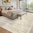 Soalmost 10x14 Area Rugs for Living Room, Non Slip Machine Washable Vintage Rugs, Low Pile Lightweight Large Rug for Bedroom, Dining Room, Home Office Beige