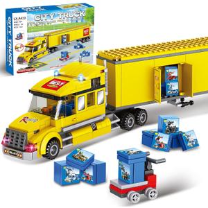 City Delivery Truck Building Blocks Set for Kids 6+ 342PCS Compatible with Lego Semi Truck Model with Detachable Cab&Openable Cargo Construction Brick Toy STEM Educational Gift for 6+ Boys Girls