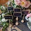 20PCS Wood Mini Chalkboard Sign and Replacement Stickers, Food Labels for Party Buffet,Blackboard for Message Board Signs,Weddings Place Cards, Birthday Party