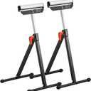 VEVOR 2-Pack Roller Stands, 135 lb Load Capacity, 26.8-42.5'' Adjustable Height, Folding Heavy Duty Design with 11.5 in Polished Steel Roller Head, for Table Saw Outfeed Woodworking Extension Support
