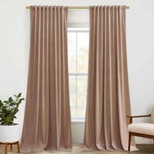 StangH Velvet Curtains for Bedroom 108 inches Long, Soft Thick Thermal Insulated Privacy Window Drapes Elagant Home Decors for Sliding Door, Blush Beige, W52 x L108, 2 Panels 