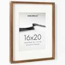 16" x 20" Picture Frame, USA-Sourced Natural Walnut Wood Photo Collage Frame with HD Tempered Glass, Modern Simple 16"x20" Wooden Frame Matted to 11"x14", Vertical & Horizontal Wall Hanging Display