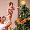 Brizled Lighted Tree Topper, 9.25 Gold Glitters Plated Snowflake Christmas Tree Topper with 20 Count Warm White Lights, UL Listed Plugin Xmas Treetop for Xmas Home Holiday Decorations