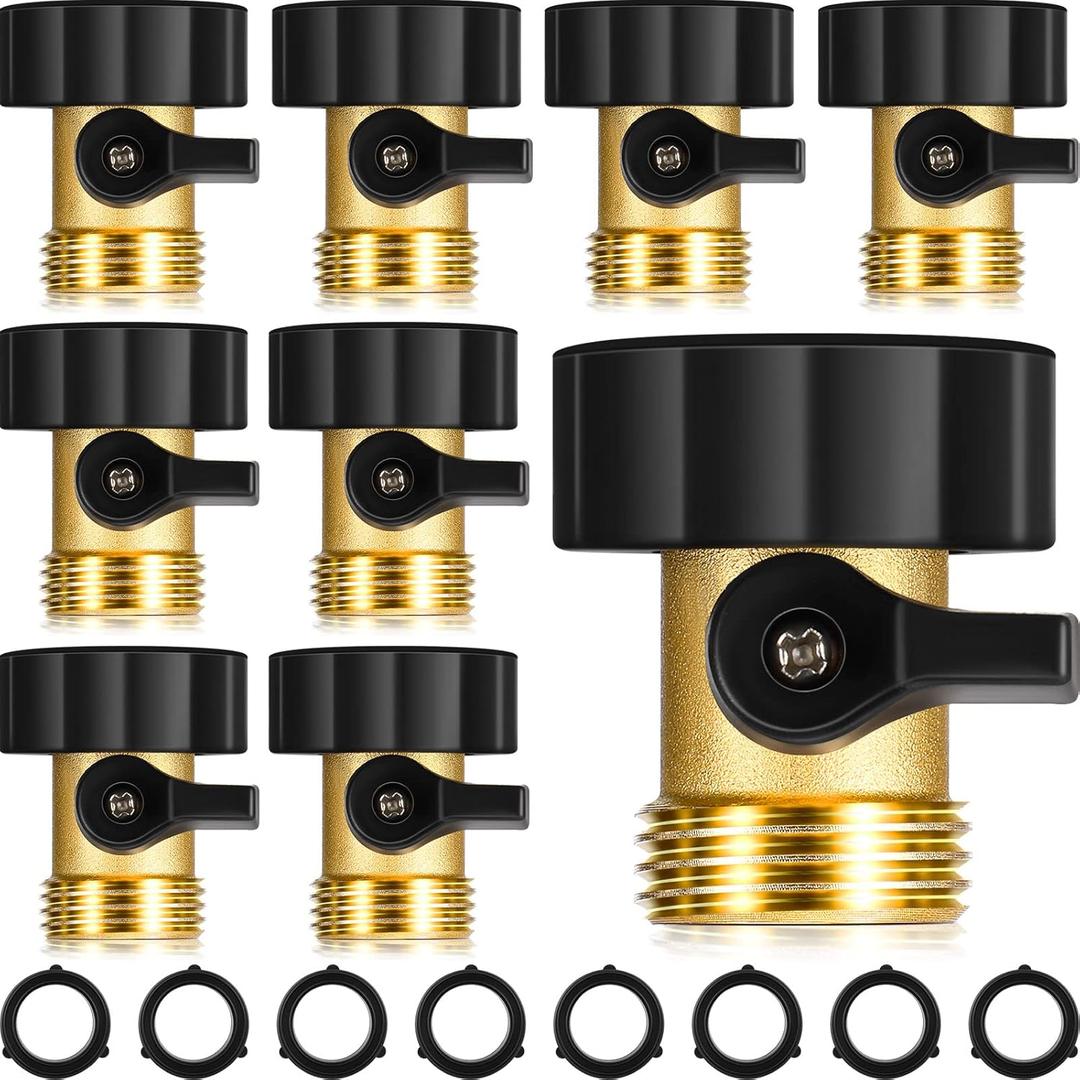 Tudomro 8 Pack Garden Hose Shut Off Valve Durable Heavy 3/4 Brass Shut Off Valve for Garden Hose with Extra Pressure Washer Water for Household Cleaning