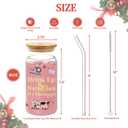 Funny Christmas Glass Cup for Women, 16 oz Glass Cup with Lid and Straw, Coffee Drinking Glass Tumbler Party Supplies, Singer Merch White Elephant Gifts Stocking Stuffers for Girls Sister Daughter