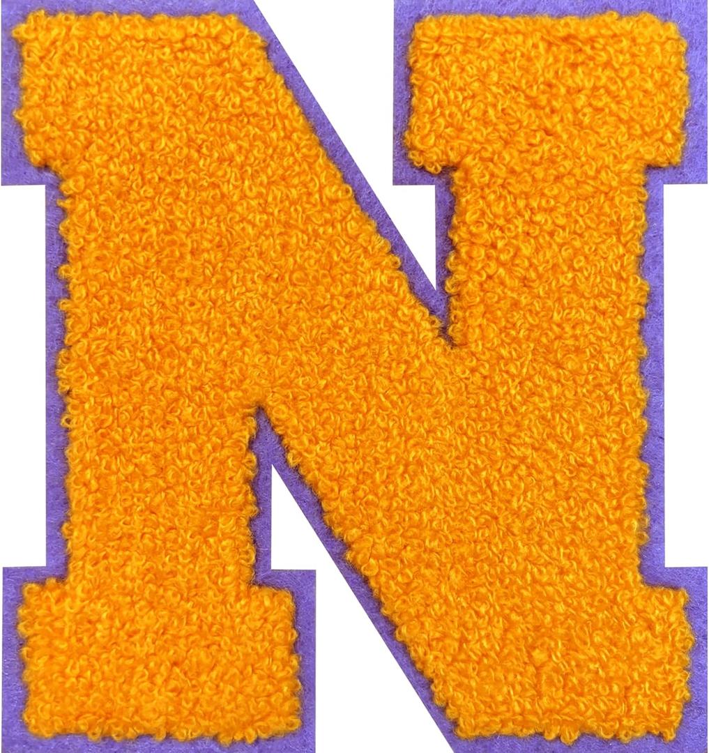 3 x 4.5" Iron on Letter Patches Varsity Letters Large Chenille Letterman Jacket Patches for Clothing/Jacket/Varsity/Bag (Yellow, N)