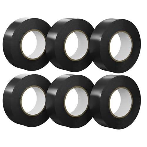 SWRT 6 Pack Black Electrical Tape Waterproof, 0.75 in x 66 FT High Temp Electric Tape Under 600V for All Weather - UV Protection - Flame Retardant