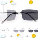 MIRYEA Progressive Photochromic Multifocus Reading Sunglasses Rimless Anti Blue Light Glasses Transition Sun Readers Eyewear