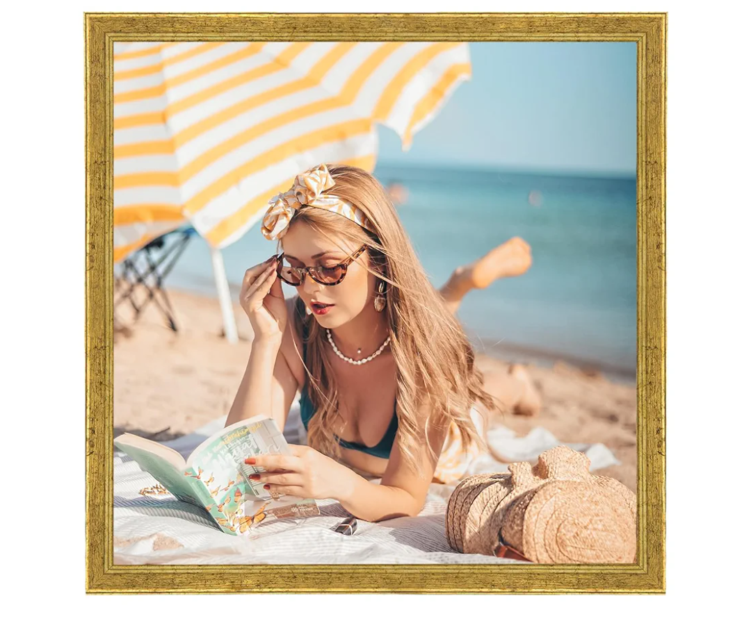 Wood 20x20 Frame Gold, Ornate Natural 20x20in Poster Picture Frame, Modern Golden 20 x 20inch Gallery Wall Photo Frame with HD Plexiglass, Horizontal Vertical Wall Mounting Display 1pcs