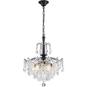 Modern Crystal Chandelier, Black Chandeliers for Dining Room Lighting Fixtures Hanging, Dining Light Fixtures Crystal Candle Pendant Light Fixtures for Bedroom Living Room Kitchen Island Foyer (H 23.6" x W 17.7")